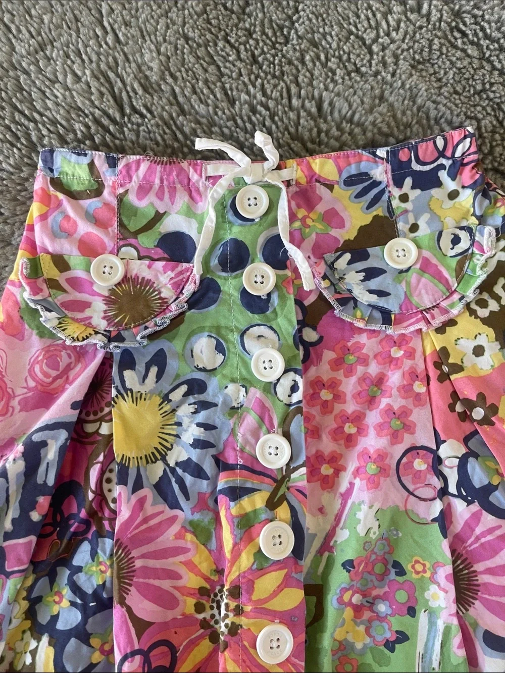 Vintage TCP Girls Bright Floral Print Skirt with Lace Trim Sz 6 Girls